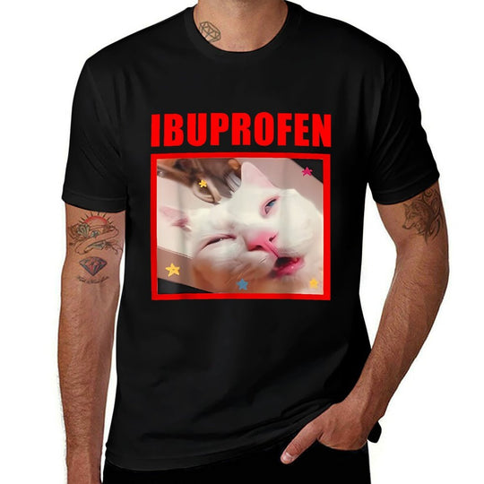 Ibuprofen Cat Meme Men Women Kids  Wrinkle-resistant T-Shirt
