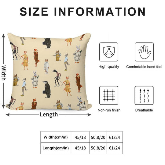 Fantastic Mr. Fox And Mrs. Fox Family Sticker Pack Soft Short Plush Fabric Throw Pillow