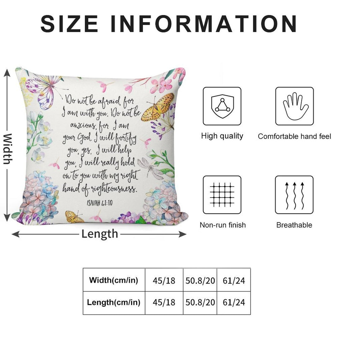 Isaiah 4110 (Flowers And Butterflies) Soft Reinforced Edging Throw Pillow