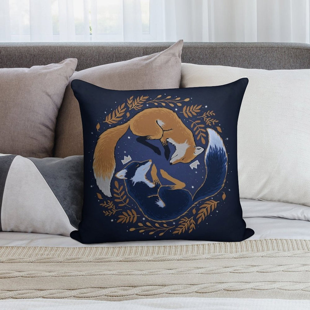 Night Foxes Soft Shrink-Resistant Throw Pillow