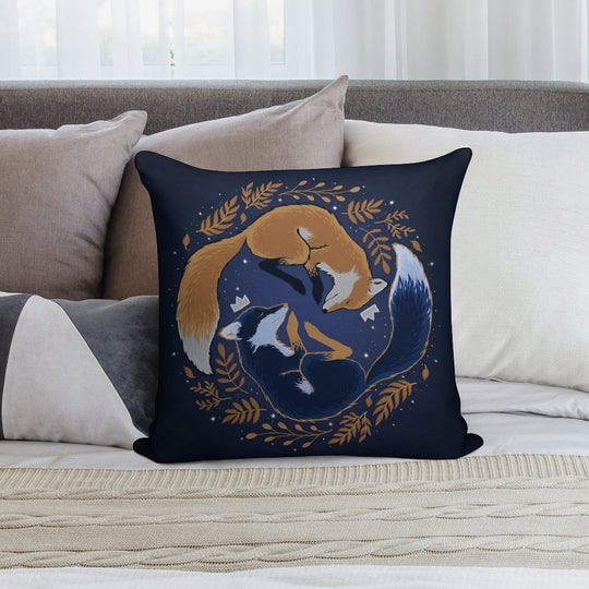 Night Foxes Soft Shrink-Resistant Throw Pillow