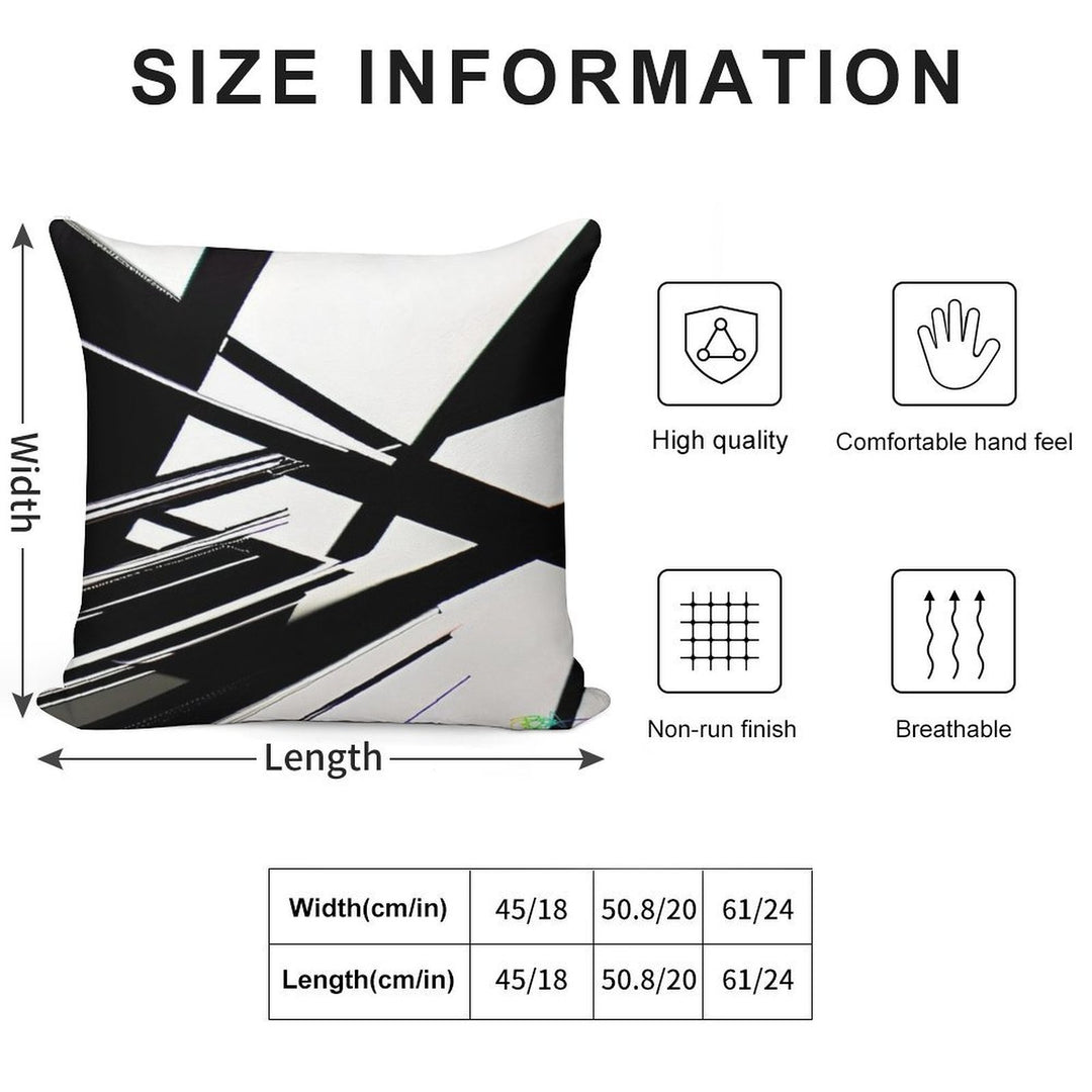 Abstract Geometric Black And White 77 Soft Washable Throw Pillow