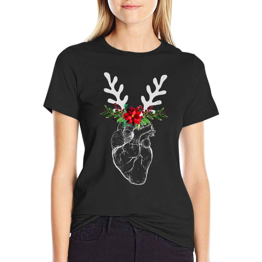 Nurse Heart Anatomy Reindeer Heart Cath Lab RN Cardiology Hu  Odor-resistant T-Shirt