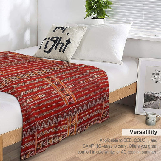 Red Vintage Moroccan Pattern Premium Throw Blanket