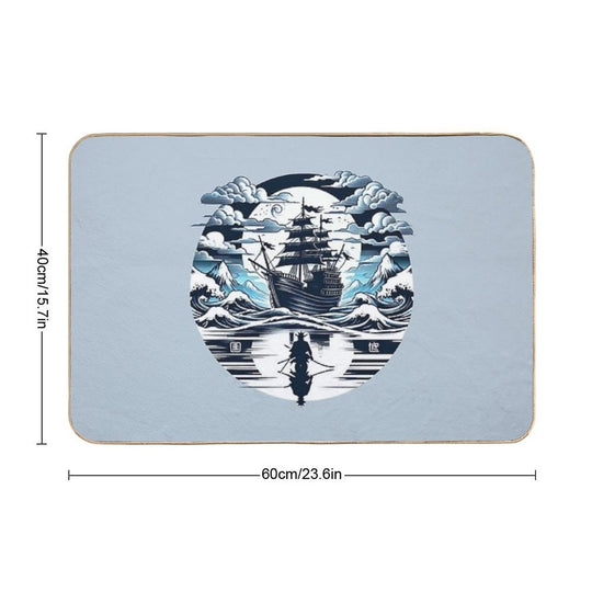 Samurai Ghost Ship  Easy To Clean Bath Mat