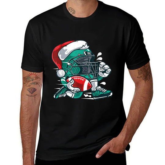 Football Christmas Santa for Boys And Girls  High-quality Stitching T-Shirt
