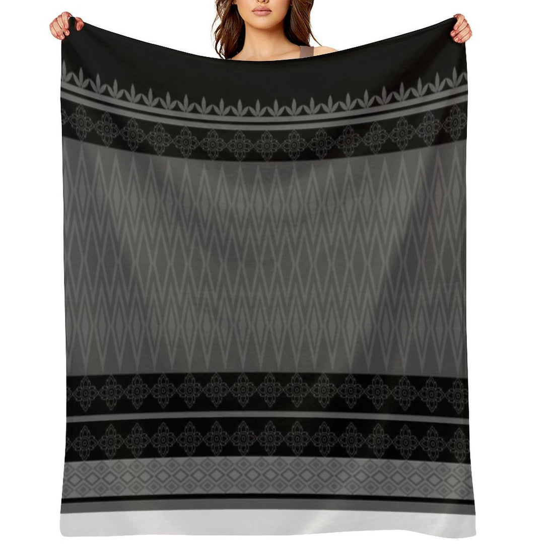 Geometric Ethnic Pattern Oriental in Black And Gray Comfort Throw Blanket