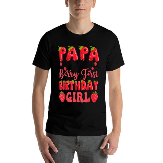 Papa Of The Berry First Birthday Girl Strawberry Lover  Easy-care T-Shirt