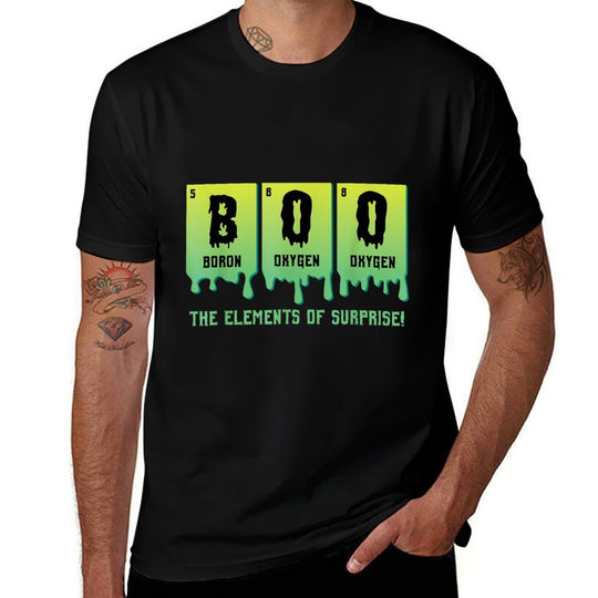 Funny Boo Elements of Surprise Science Teacher Halloween  Oversized Silhouette T-Shirt