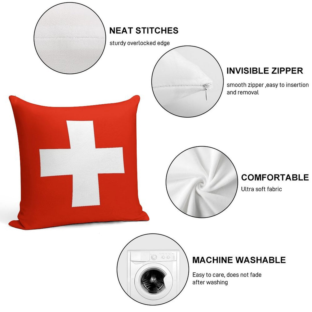Flag of Switzerland Soft Short Plush Fabric Throw Pillow