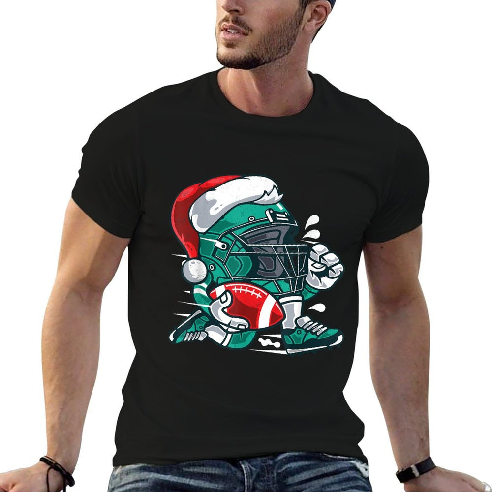 Football Christmas Santa for Boys And Girls  High-quality Stitching T-Shirt
