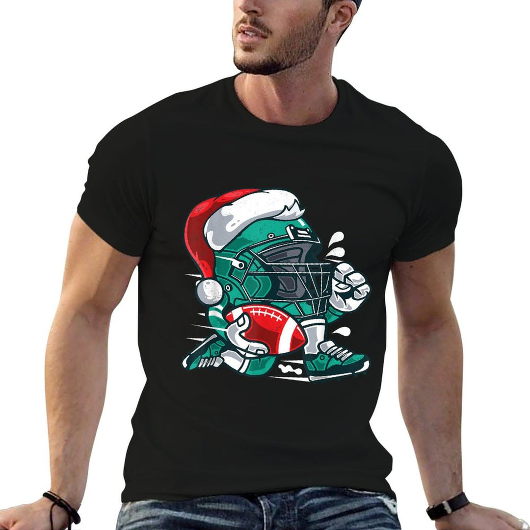 Football Christmas Santa for Boys And Girls  High-quality Stitching T-Shirt