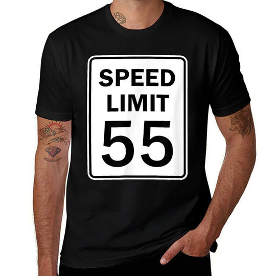 Speed Limit 55 MPH Road Sign Graphic  Wrinkle-resistant T-Shirt