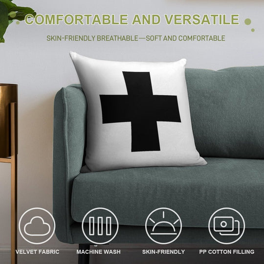 Swiss Cross in Black Soft Style Accent Throw Pillow