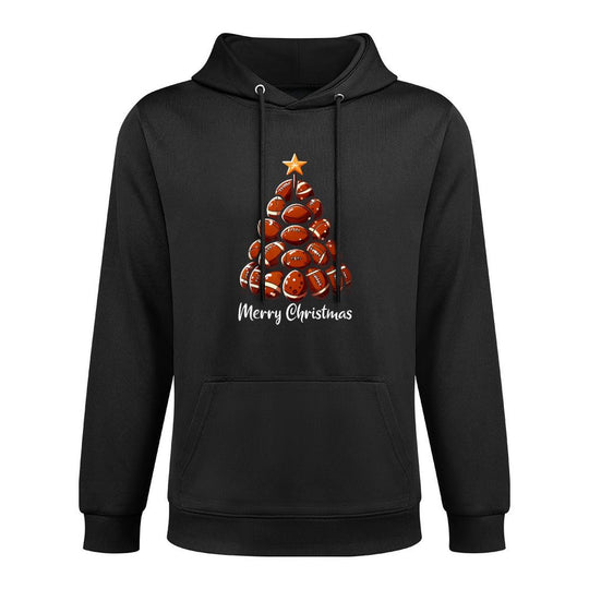 Football Christmas Tree Lights Funny Football Player Xmas Shrink-Resistant Hoodie