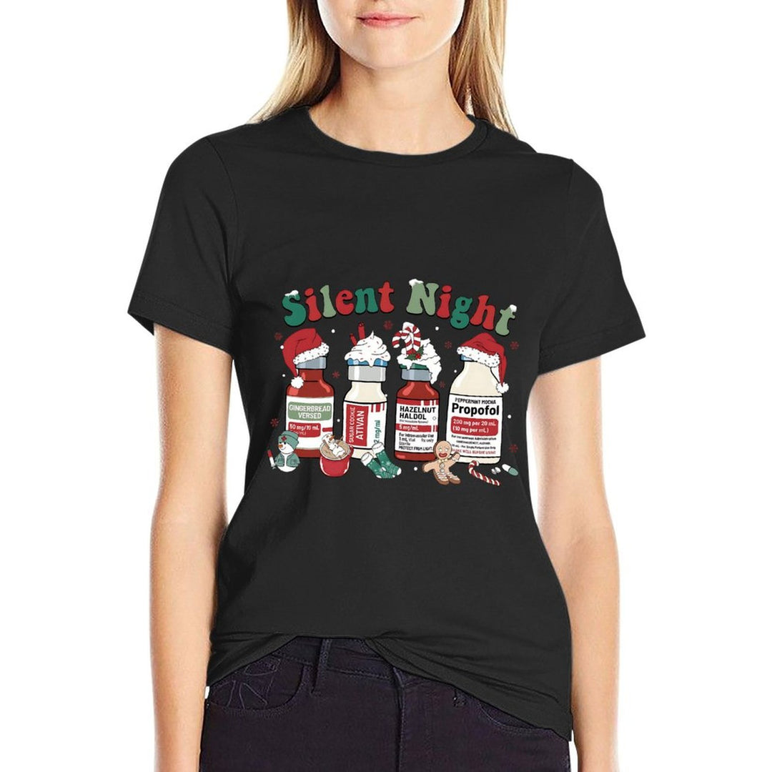 Retro Propofol Silent Night ICU Nurses Funny Merry Christmas  Soft T-Shirt