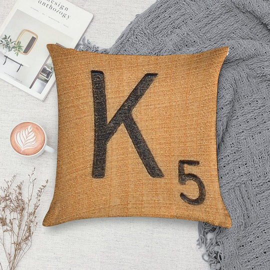Letter Tile 'K' Soft High-Density Material Throw Pillow