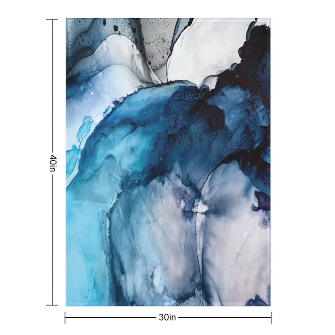 White Sand Blue Sea - Alcohol Ink Painting Premium Throw Blanket