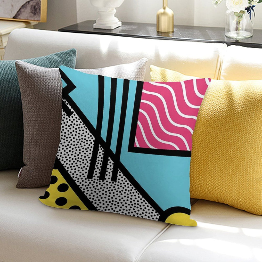 Abstract 80s Memphis Pop Art Style Graphics Soft Shrink-Resistant Throw Pillow