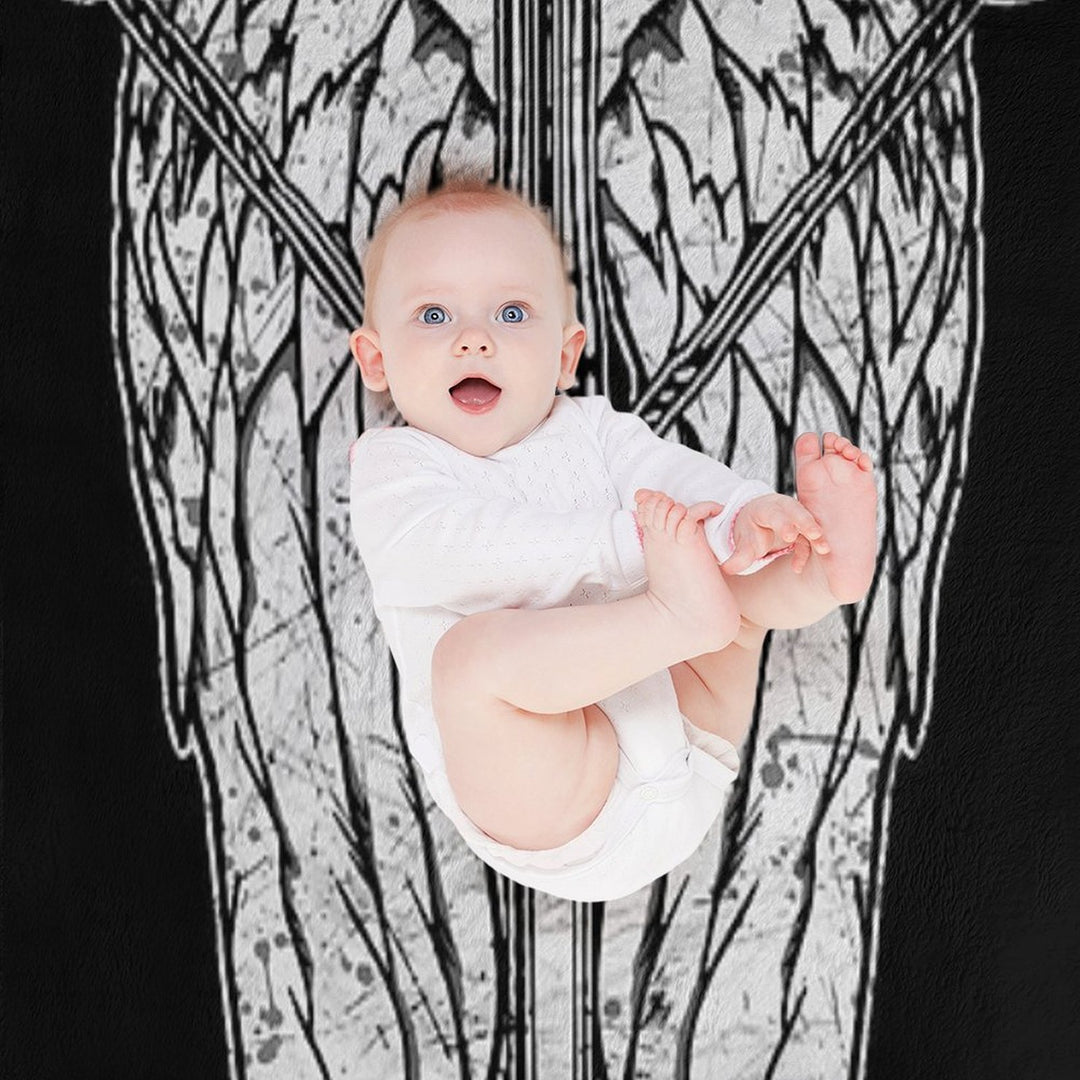 Angel Wings And Crossbow (Dirty) Durable Throw Blanket