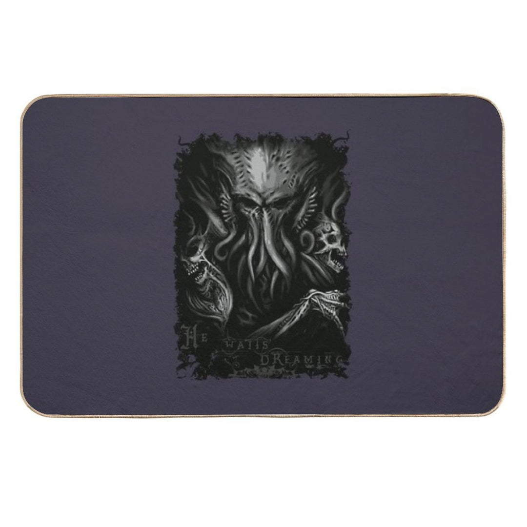 Mens Best Cthulhu He Waits Dreaming H.P. Lovecraft  Anti-Trip Bath Mat
