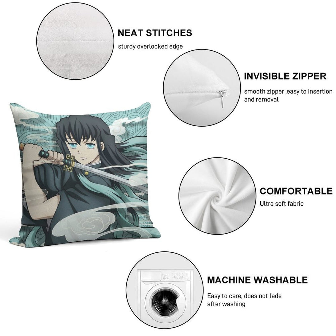 Muichiro Tokito Version 5 Soft Reinforced Edging Throw Pillow