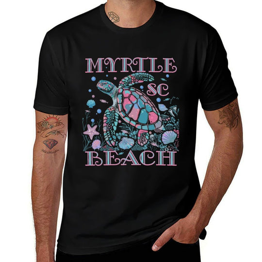 Sea Turtle Lover Myrtle Beach SC Family Beach Vacation  Summer-ready Fabric T-Shirt