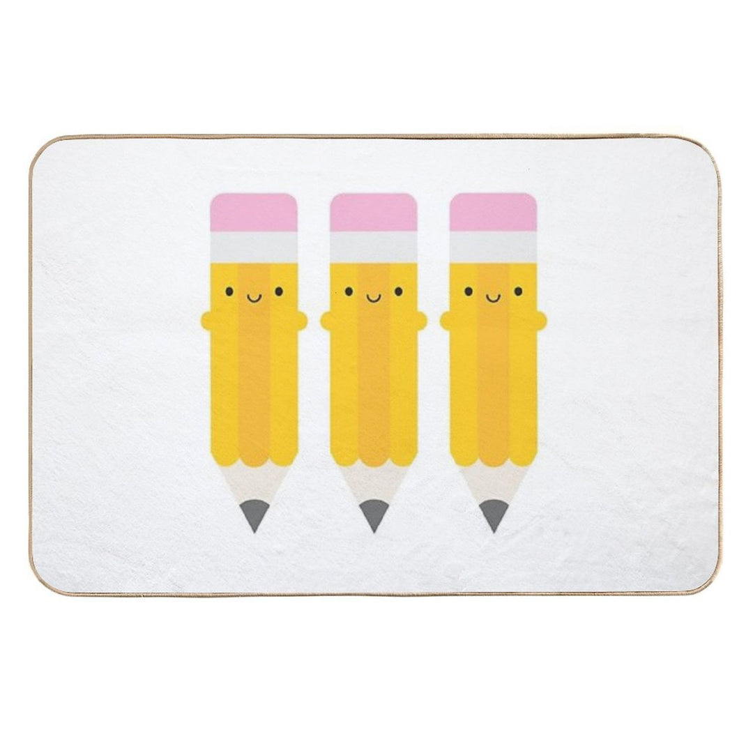 Happy Kawaii Pencils  Slip-Resistant Bath Mat