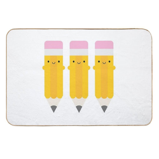 Happy Kawaii Pencils  Slip-Resistant Bath Mat