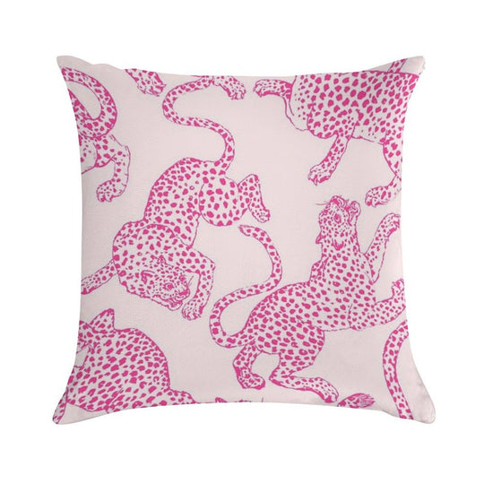 Preppy Pink Cheetah Pattern Soft Luxury Feel Throw Pillow