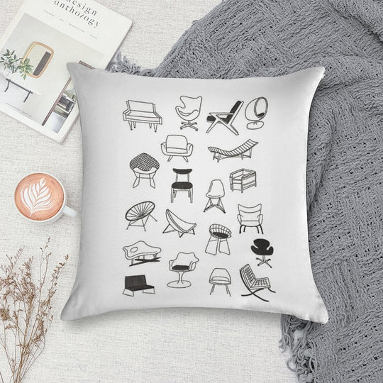 Mid Century Modern Chair Collection Soft Washable Throw Pillow