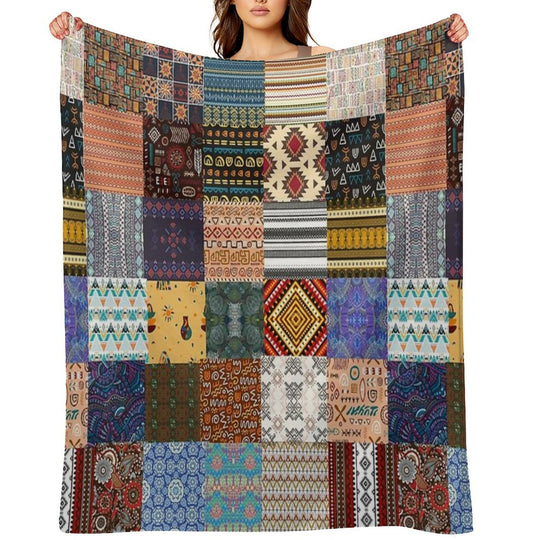Ethnic Shapes Wrinkle-free Throw Blanket