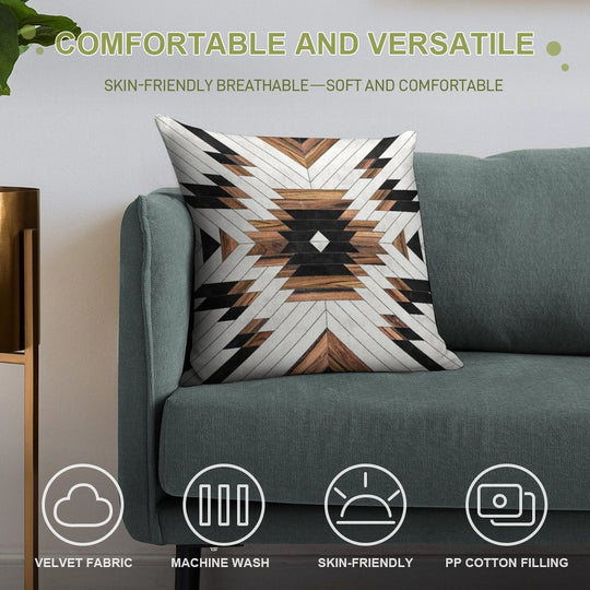 Urban Tribal Pattern No.5 - Aztec - Concrete And Wood Soft Fade-Resistant Throw Pillow