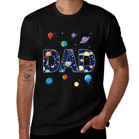 Dad Outer Space Galaxy Birthday  Cotton T-Shirt