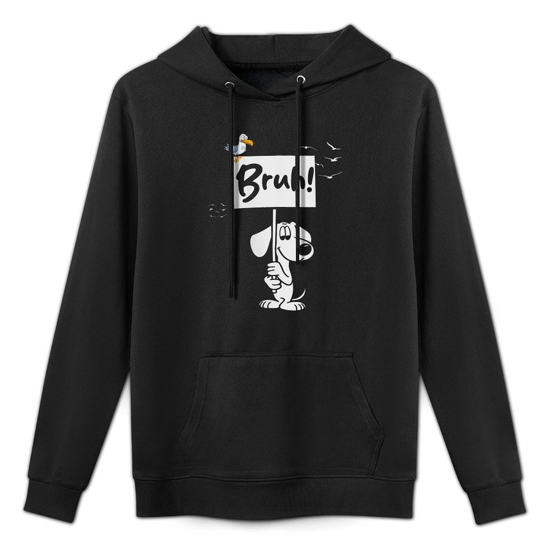 Womens Funny Bruh Dog Meme Kangaroo Pocket Hoodie