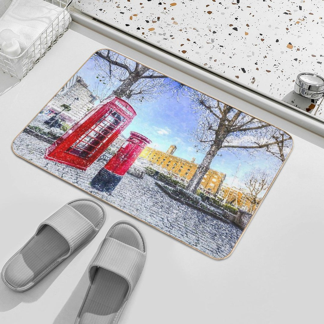 Post Box Phone Box London Art  Slip-Resistant Bath Mat