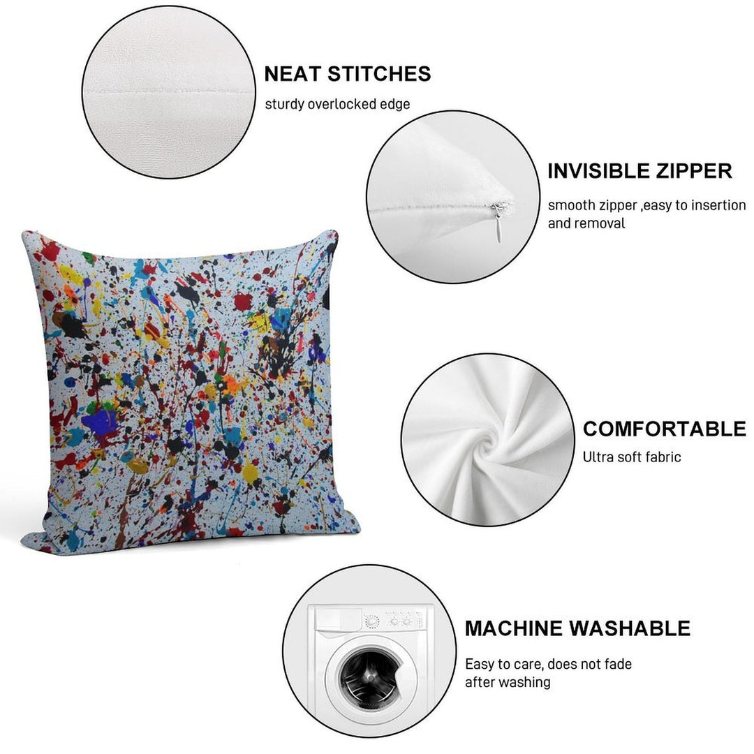 Splatter Paint Soft Hidden Zipper Throw Pillow