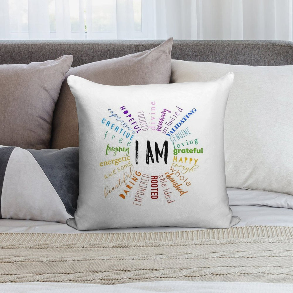 Positive Affirmations Mantra Soft Washable Throw Pillow