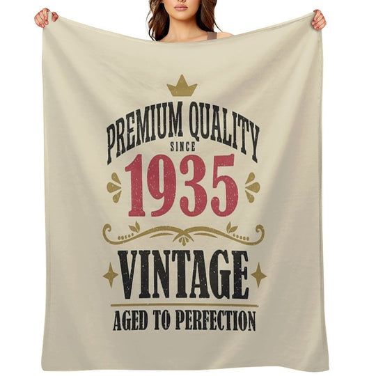 90th Birthday Vintage 90 Years Premium Quality Since 1935 Eco-conscious Throw Blanket