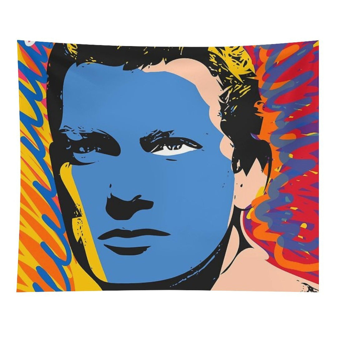 Pop Graffiti Art Portrait of A Vintage French Actor Tapestry
