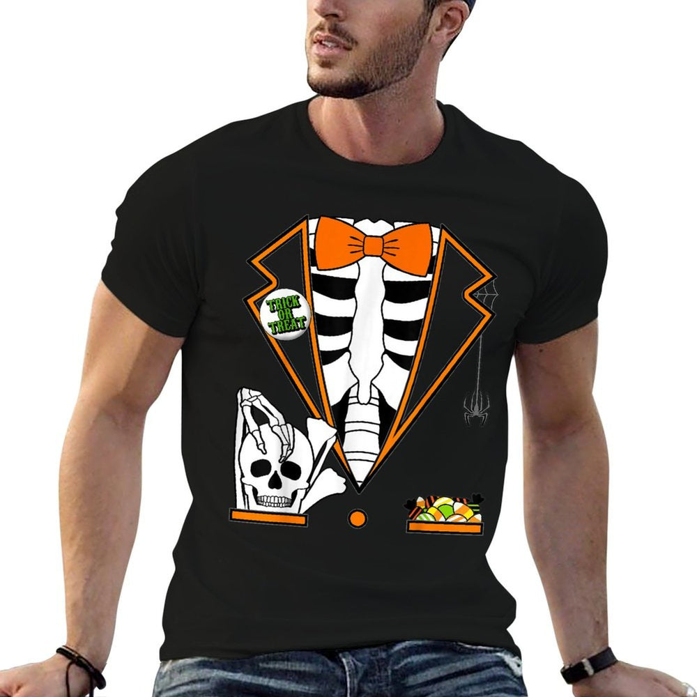 Easy Halloween Costumes Orange Skeleton Tuxedo  Affordable Price T-Shirt