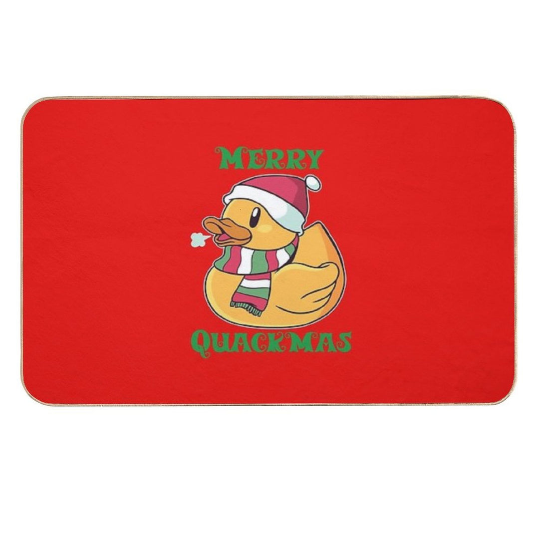 Merry Quackmas Christmas Rubber Duck Ducky  Slip-Resistant Bath Mat