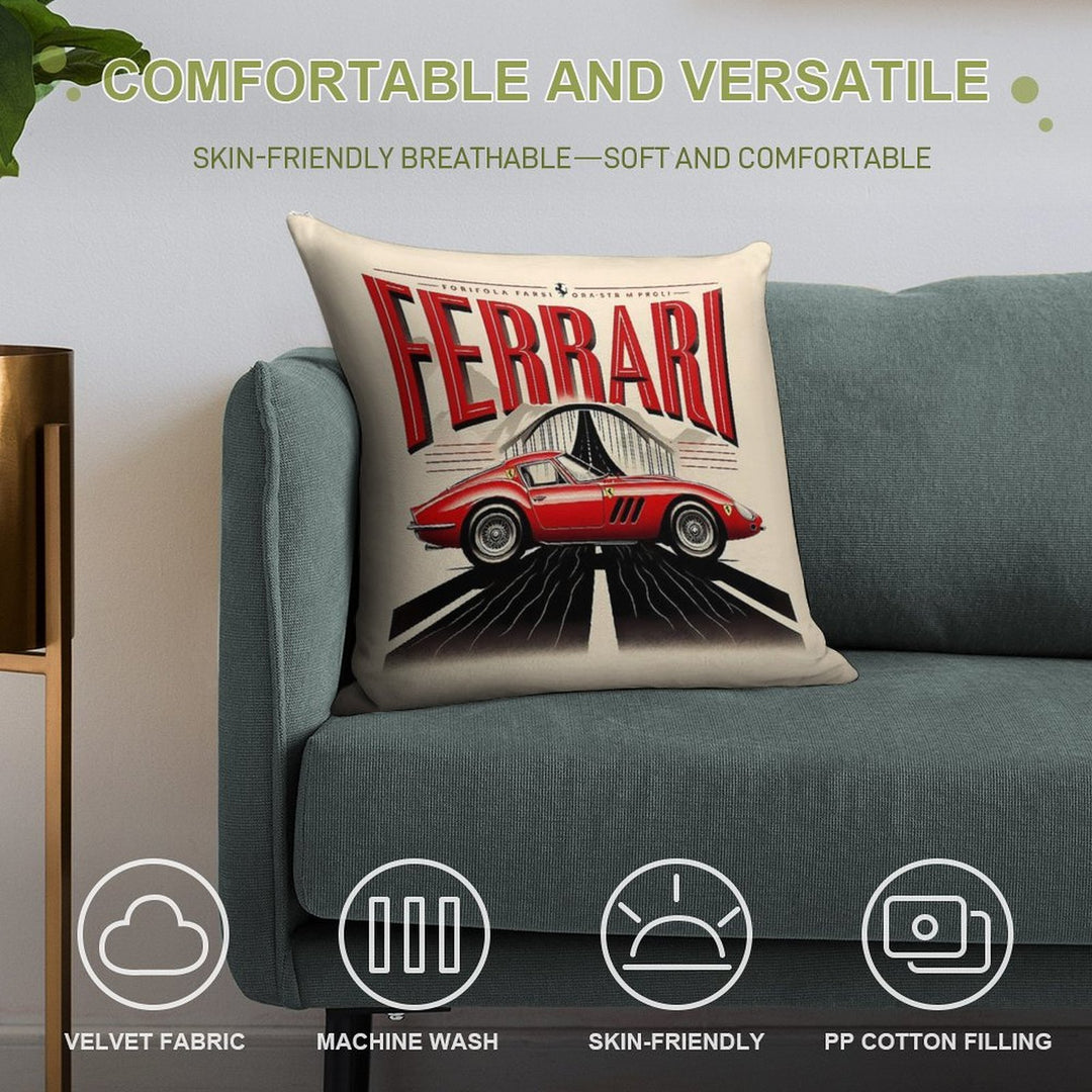 Vintage Ferrari Design Soft Easy Maintenance Throw Pillow