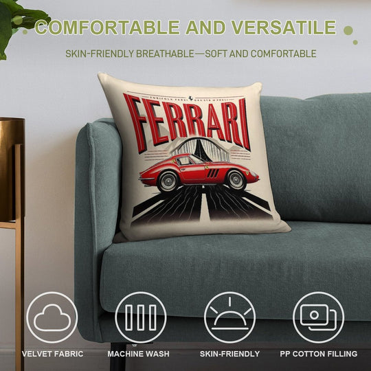 Vintage Ferrari Design Soft Easy Maintenance Throw Pillow
