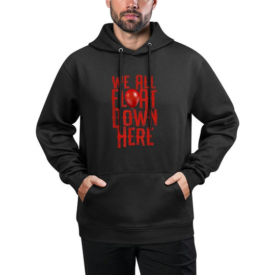 We All Float Down Scary Halloween Themed Colorfast Hoodie