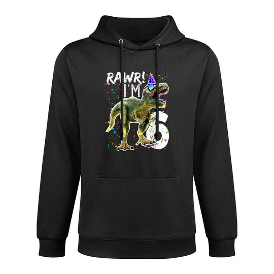 Rawr I'm 6 6th Birthday T Rex Dinosaur Boys Dinosaur Gift Shape Retention Hoodie