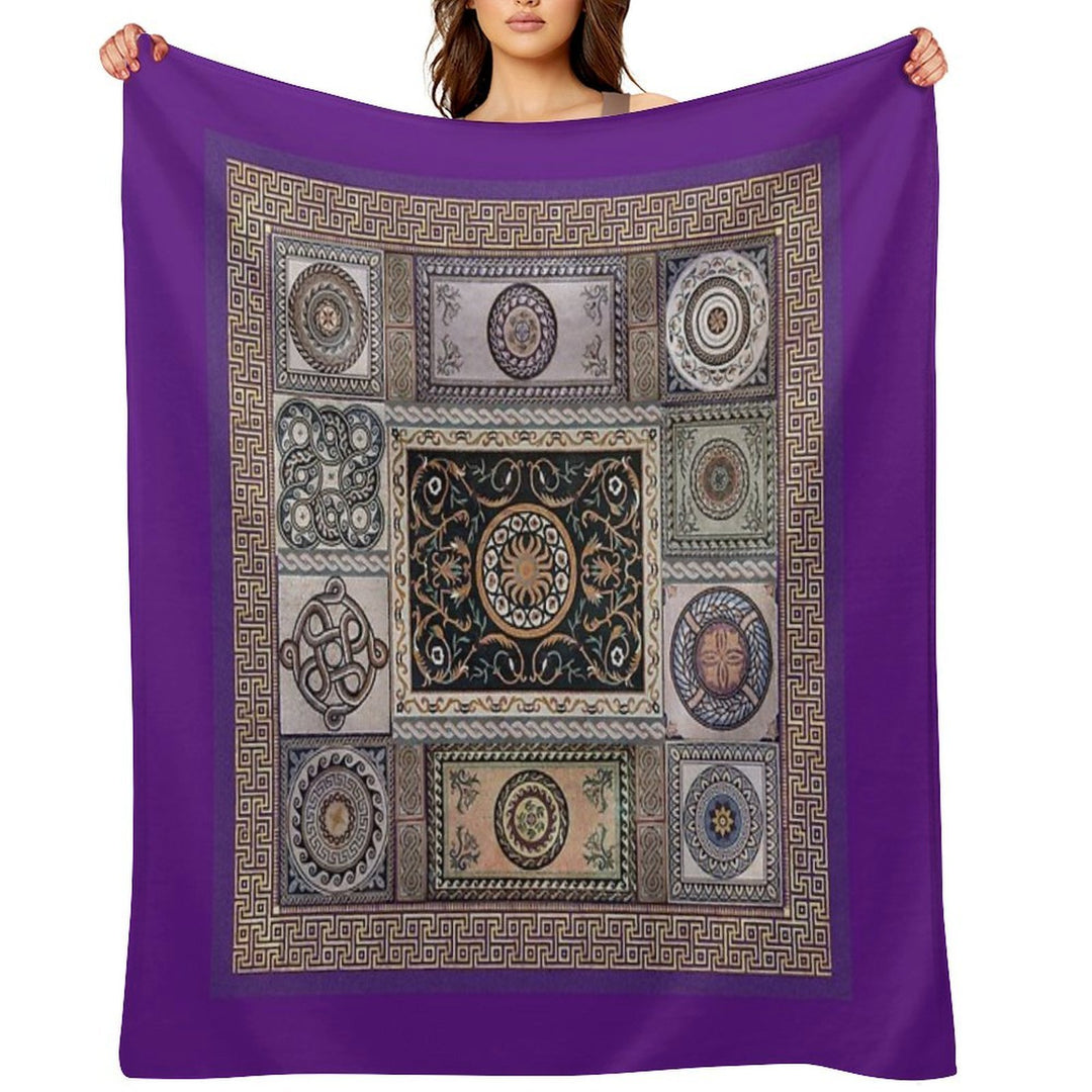 Roman Mosaic - Purple Comfort Throw Blanket