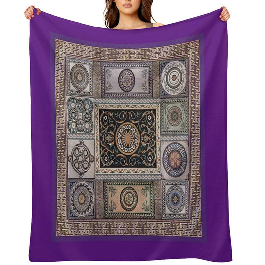 Roman Mosaic - Purple Comfort Throw Blanket