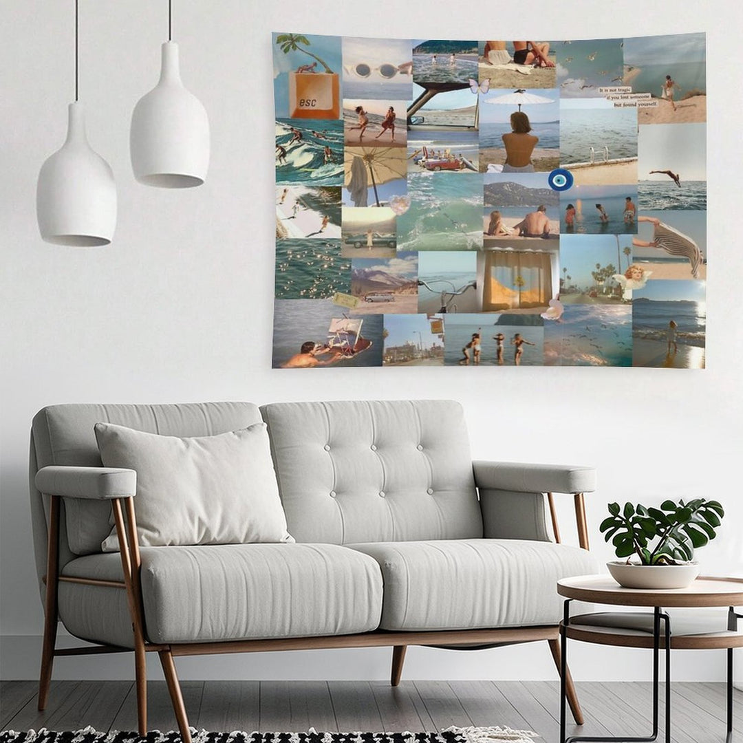 August Slipped Away Collage Tapestry