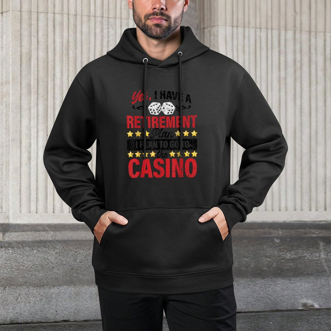 Casino Retirement Plan Funny Gambling Gambler Graphic Cotton-Polyester Blend Hoodie